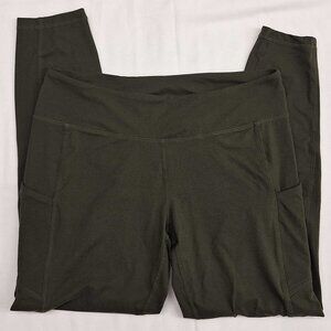 Rae Mode Women’s Olive Green High Rise Leggings Size L Full Length Pocket
